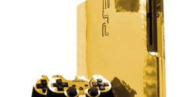 Sony PlayStation 3 Slim Skin (PS3 Slim) – NEW – GOLD CHROME MIRROR system skins faceplate decal mod