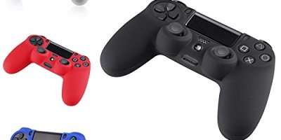 Everydaysource® Compatible With PlayStation 4 (PS4) 4 Packs Silicone Controller Case Combo: Black, Clear White, Red, Blue