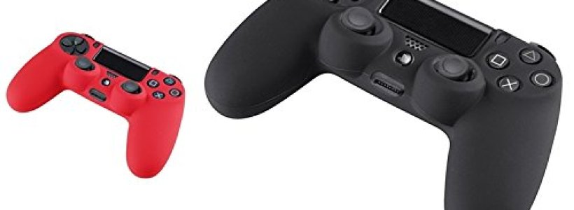 Everydaysource® Compatible With PlayStation 4 (PS4) 4 Packs Silicone Controller Case Combo: Black, Clear White, Red, Blue